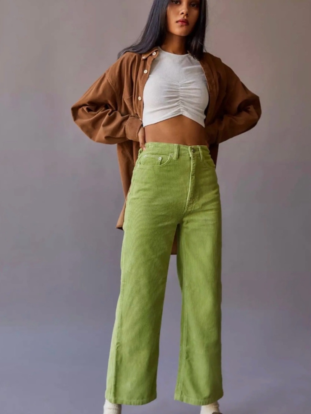 BDG Lime Green Corduroy Wide-Leg Pants